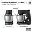 Batidora Planetaria Philips HR7912/90 5 Litros 650W 10 Velocidades Negra