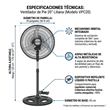 Ventilador de Pie Orbital Liliana VPM2016 20" 90W con Sistema Repeler y 3 Velocidades