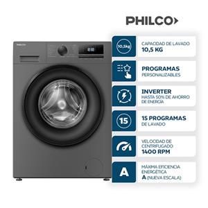 Lavarropas Philco Phlf1054Dgn 10.5Kg 1400Rpm Gris Oscuro Inverter