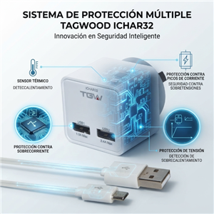 Cargador de Pared Tagwood ICHAR32 Doble USB Blanco